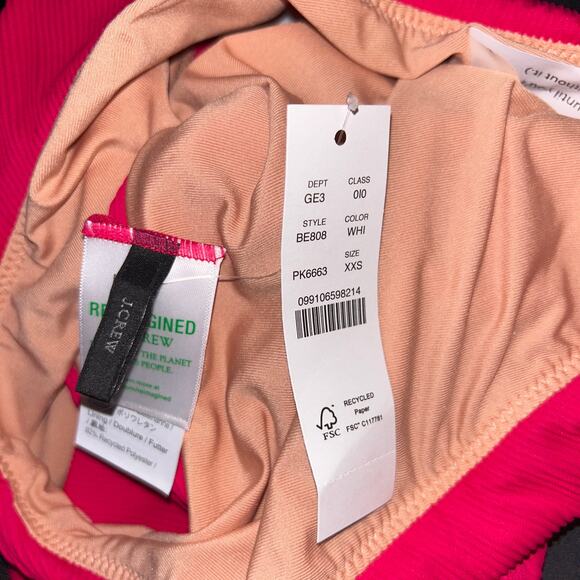 New J. Crew Fuchsia High Rise Ribbed Cheeky Bikini Swim Bathing Suit Bottom XXS - Picture 6 of 8